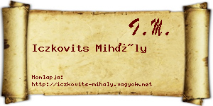 Iczkovits Mihály névjegykártya